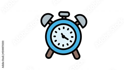 Alarm Clock animated icon in filled line style with alpha channel. Perfect for project and Explainer Video
