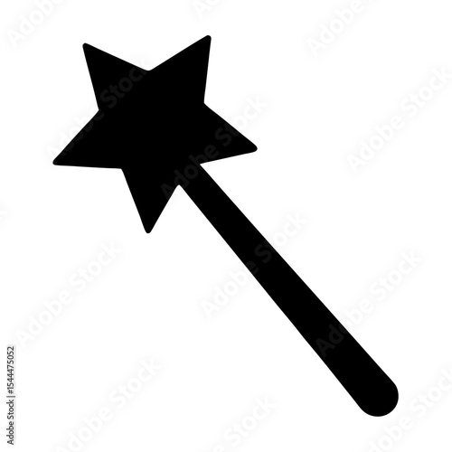 Enchanting Black Magic Wand with a Star Head Against a White Background