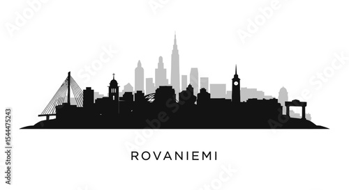 Rovaniemi Finland Cityscape Skyline Silhouette.