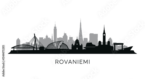 Rovaniemi Finland Skyline Silhouette Black.