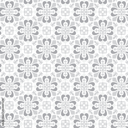 Elegant Gray Floral Mandala Geometric Pattern on White Background – Decorative Vector Illustration for Design, Print, and Digital Art