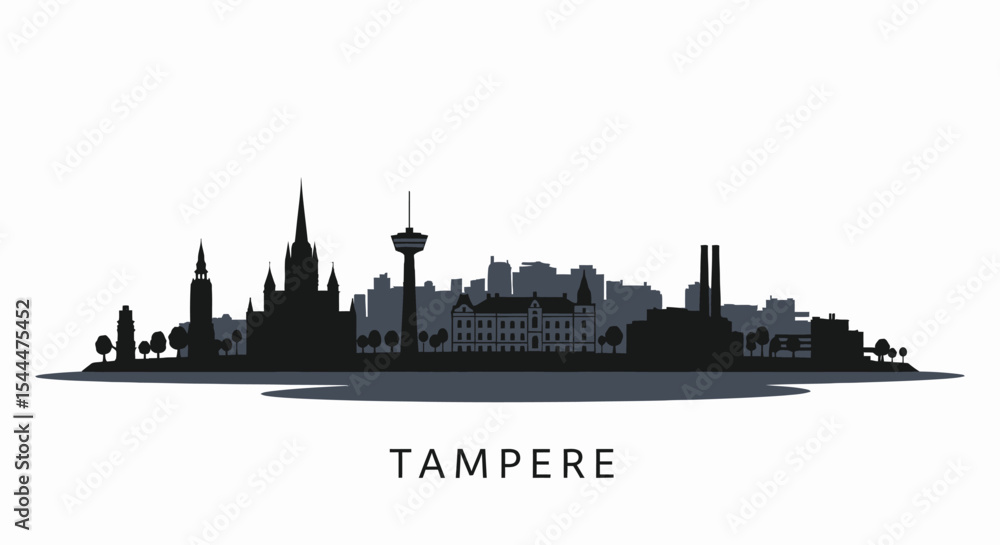 Tampere Finland Skyline Silhouette Black. Tampere Finland Skyline Silhouette Black.