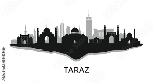 Wallpaper Mural Taraz Kazakhstan Skyline Silhouette Vector. Torontodigital.ca