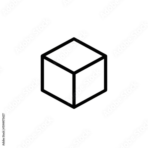 Solid black cube, outlined in thin lines