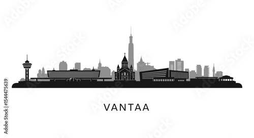 Vantaa skyline with Finland City silhouette.