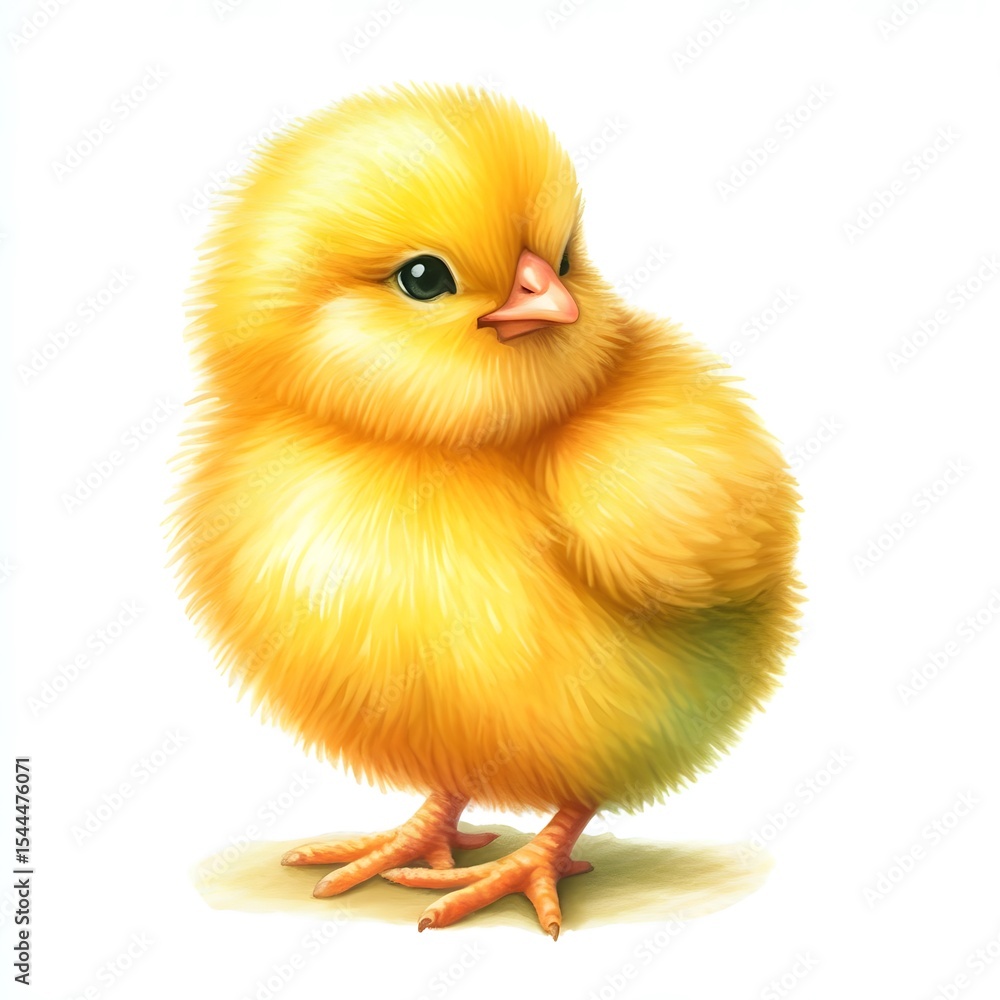 Fototapeta premium A watercolor illustration of a yellow little easter chick isolated on white background.