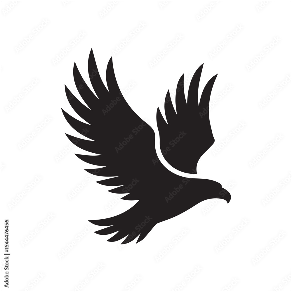 Obraz premium Eagle Silhouette Logo – Flying Bird Vector Isolated on White Background