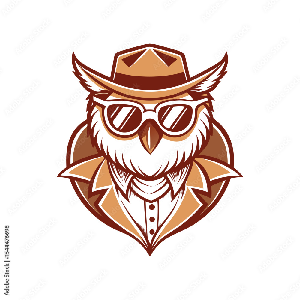 Obraz premium an owl wearing sunglasses and a cowboy hat
