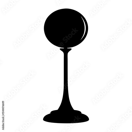 Silhouette of an elegant spherical object with a pedestal base, a decorative piece