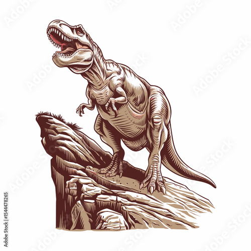 a screen printing design of a t-rex roar Illustration