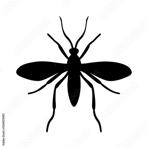 Silhouette of a Mosquito with Prominent Wings and Long Legs