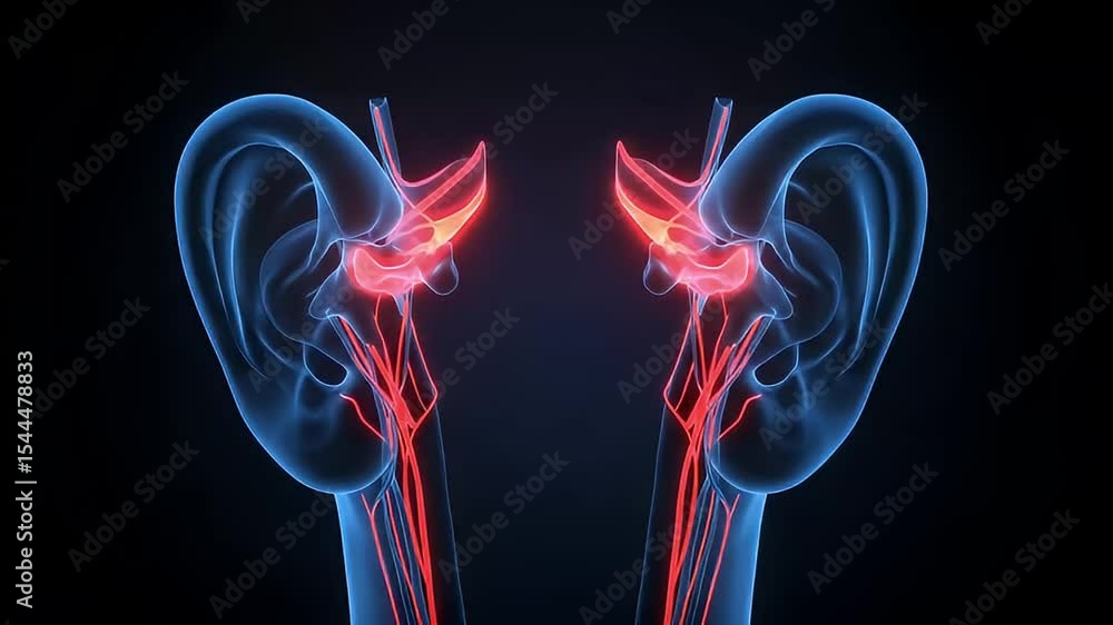 X Rayed Ear Detailed Anatomy of Human Ear Ducts with Highlighted Cochlea Structures ...