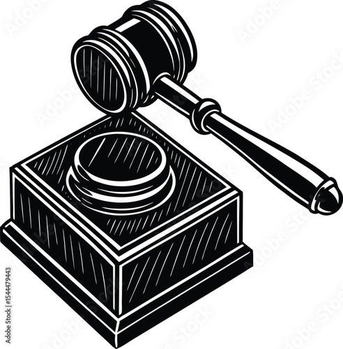 hand-drawn-sketch-of-a-judge-s-gavel-resting-on-a-.eps
