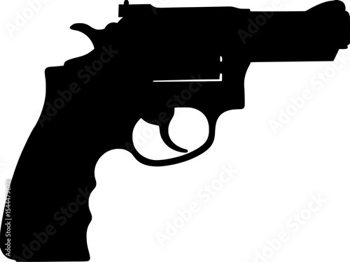 Gun silhouette illustration, firearm vector icon, weapon outline design, black handgun graphic, illustration of a gun