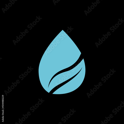 Natural Leaf With Water Drop icon isolated on black background