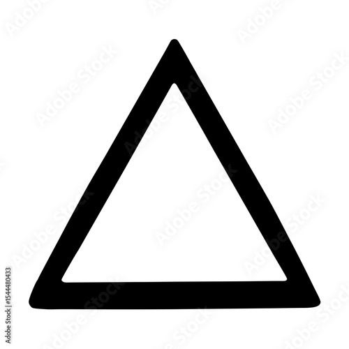 Isolated solid black triangle with white interior space on white background