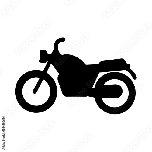 Monochrome silhouette illustration of a vintage motorcycle side view design icon