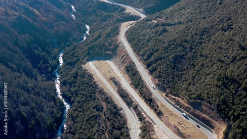 4K Aerial Drone Footage of Winding Mountain Highway in Garze Sichuan China