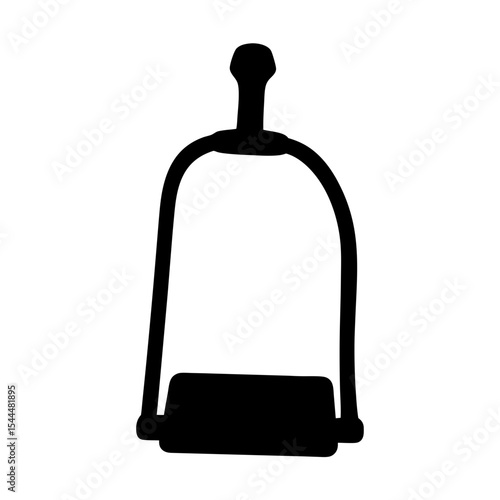 Stylized black and white vector drawing of a classic horse stirrup