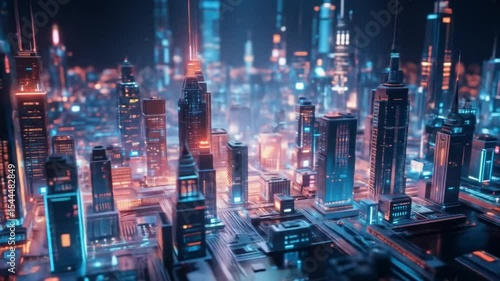 Wallpaper Mural Futuristic digital cityscape built on a circuit board with glowing neon skyscrapers representing advanced technology and innovation in the virtual world. 4k video Torontodigital.ca