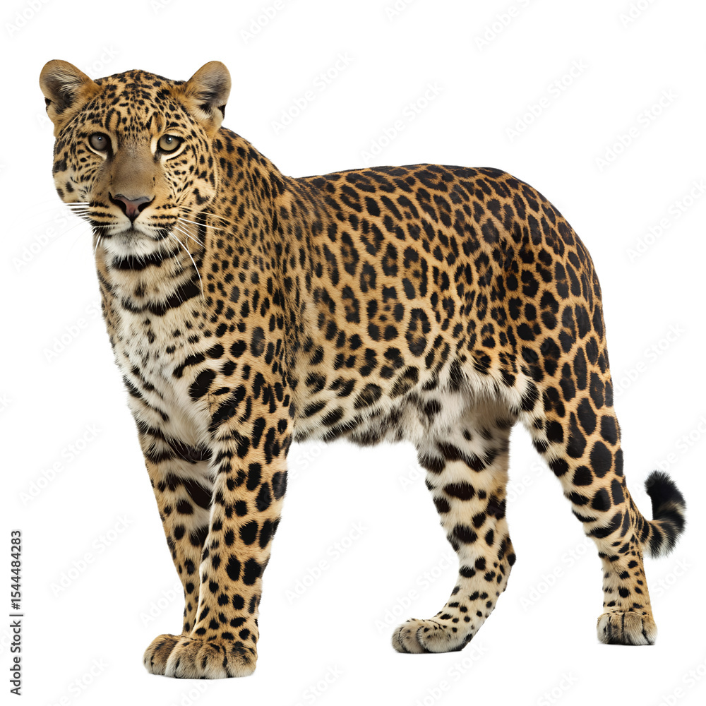 Obraz premium Leopard Standing Isolated on Transparent Background