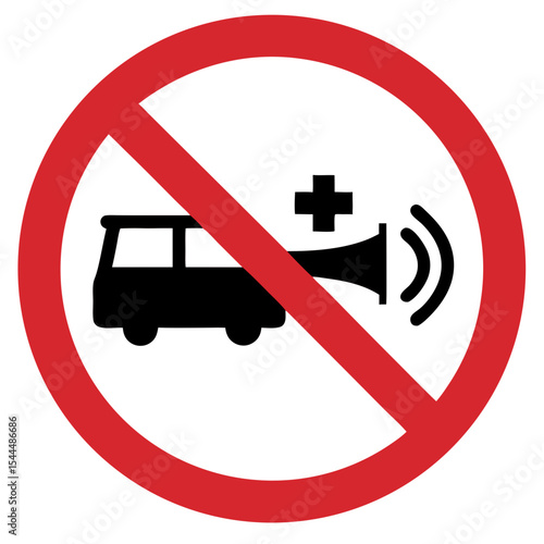 No horn sign near hospital indicating noise restrictions for patient comfort