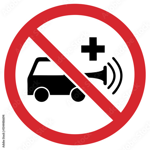 No horn sign near hospital indicating noise restrictions for patient comfort
