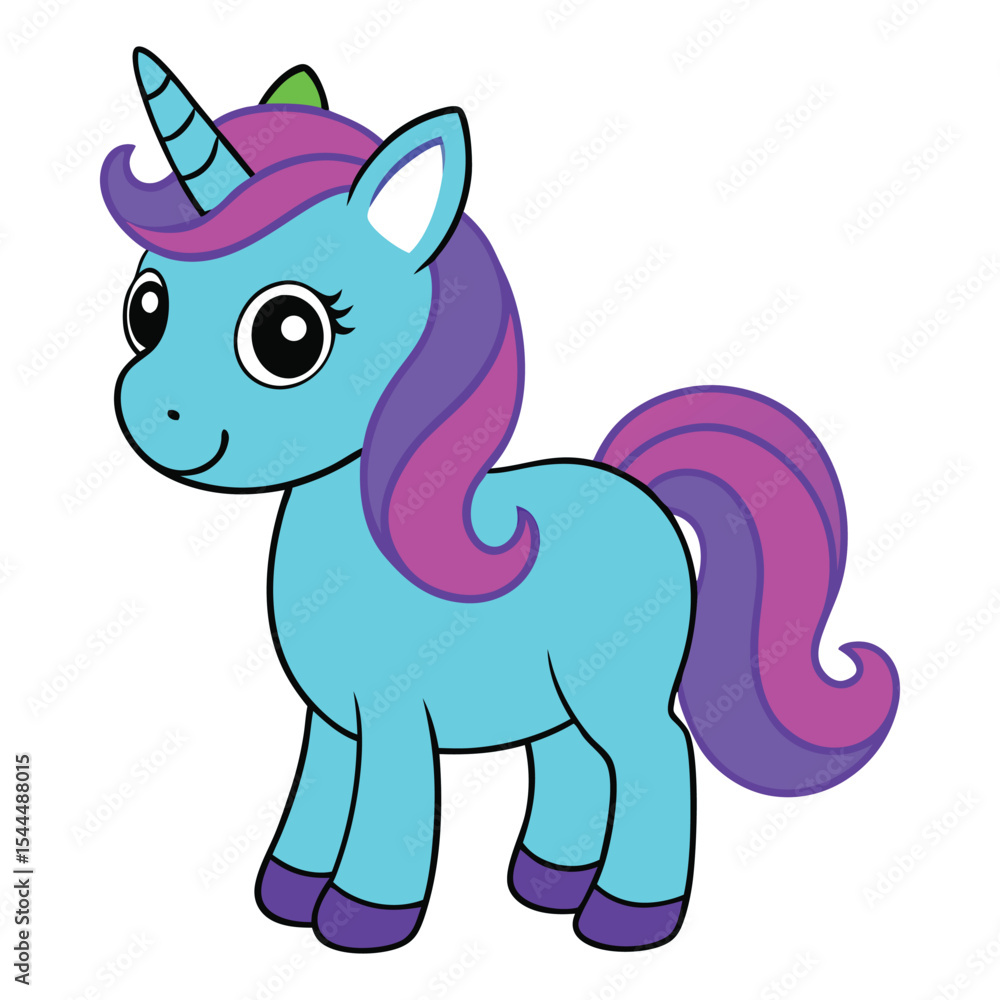 Fototapeta premium Cute Cartoon Unicorn Vector Illustration