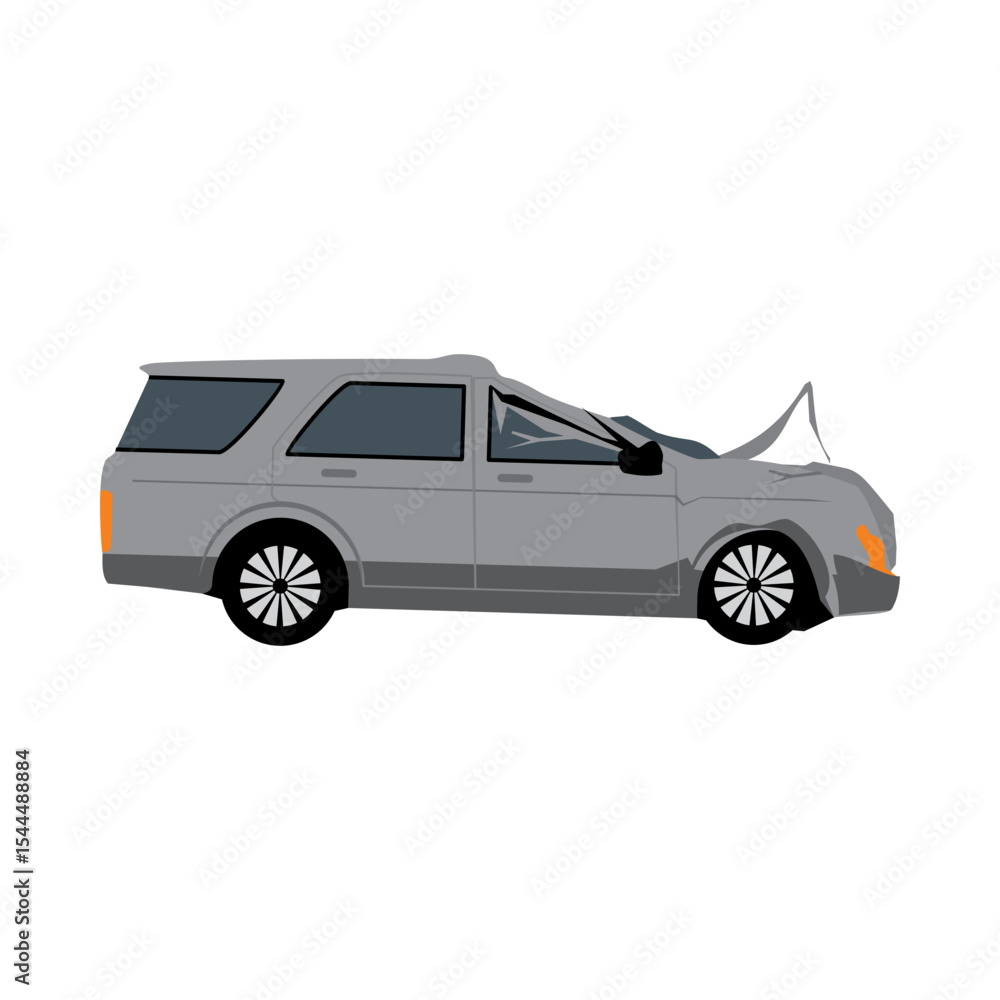 illustration of a black car damaged by a collision on white illustration of a black car damaged by a collision on white