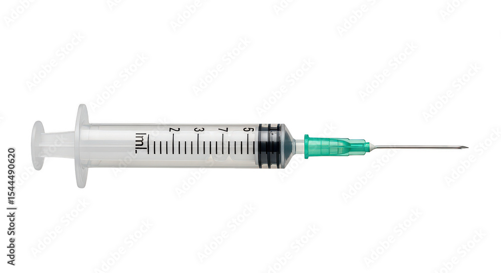Fototapeta premium Medical syringe on black background