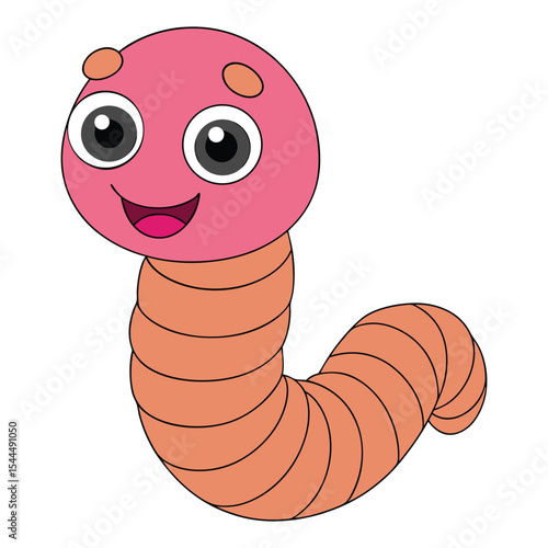 Cute Cartoon Worm Vector Illustration