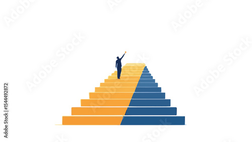 man with stairway to the sky - achievement and success