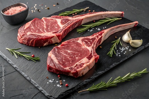 Fototapeta Naklejka Na Ścianę i Meble -  Juicy Tomahawk Steaks Gourmet Cuts, Perfect for Grilling