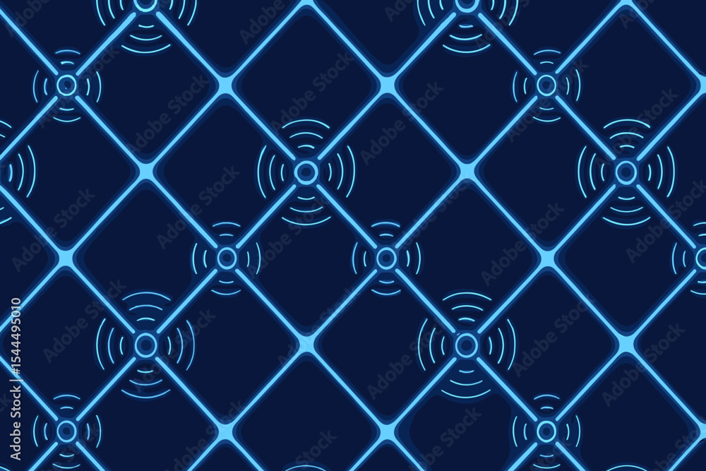 Fototapeta premium A seamless, glowing pattern of interconnected wireless signals, showcasing digital connectivity and network communication.