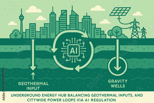 AI-managed geothermal and gravity energy system powering city grid