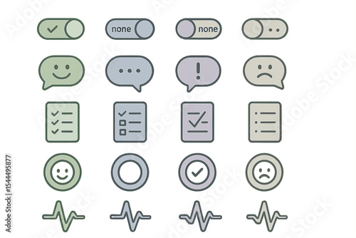 Minimal UI icons for mood tracking and habit checklists