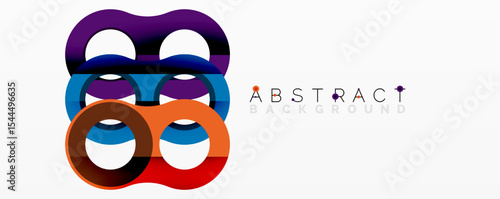 Abstract design features overlapping circles, vibrant colors, modern aesthetic. Simple background enhances visual impact.