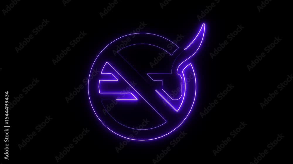 Glowing neon no smoke sign icon isolated on black background. HD Video motion graphic animation Glowing neon no smoke sign icon isolated on black background. HD Video motion graphic animation