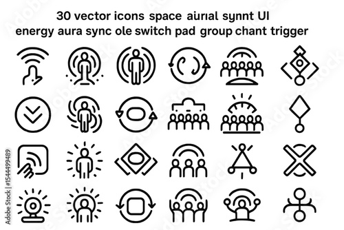 30 vector icons for ritual UI with energy sync, group signals, and triggers