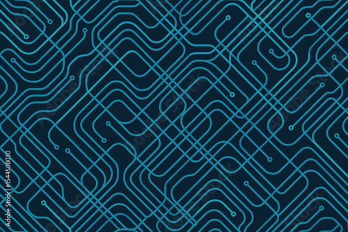 Abstract circuit-style pattern with diagonal blue lines on dark background