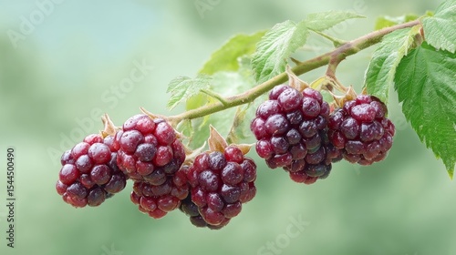 Wallpaper Mural Ripe red loganberries glistening on the vine, embodying Mabons harvest bounty, forest alchemy, and berries mystical sweetness Torontodigital.ca
