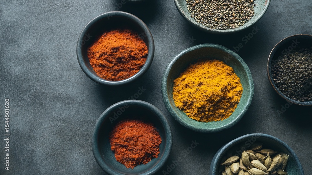 Ancient spices whisper stories of Diwali feasts, turmeric's golden allure, and cardamom's mysterious warmth in artisanal bowls Ancient spices whisper stories of Diwali feasts, turmeric's golden allure, and cardamom's mysterious warmth in artisanal bowls