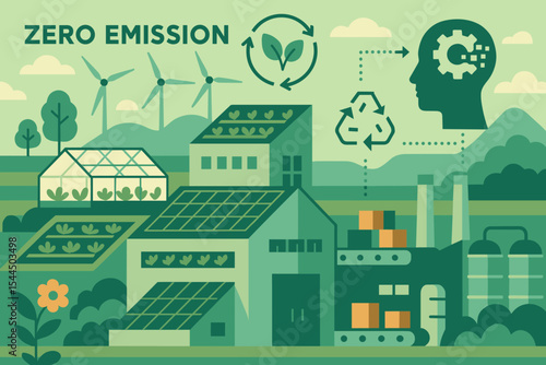 Zero-emission smart factory with recycling and renewable energy