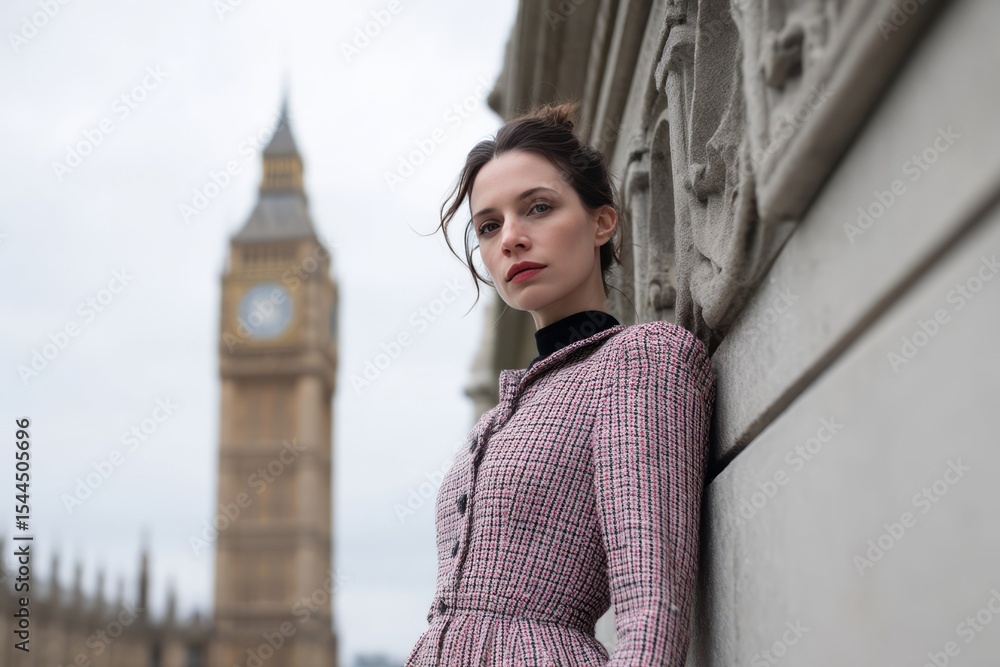 Fototapeta premium young woman standing near the wall in London