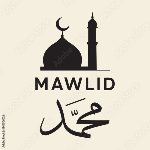 Mawlid An-Nabi Celebration with Mosque Silhouette

