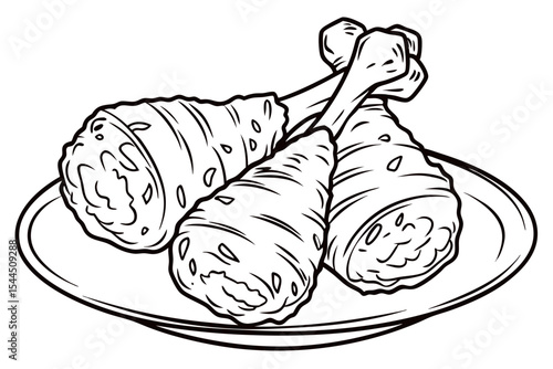 Minimalist Fried Chicken Food Drawing