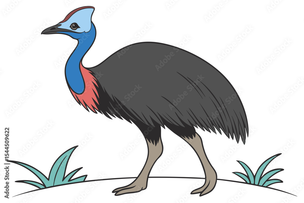 Obraz premium Cassowary Bird Illustration on White