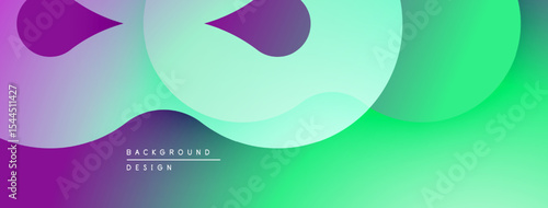 Abstract fluid shapes, vibrant gradients. Purple, green hues blend smoothly creating modern backdrop. Minimalist design, smooth transitions.