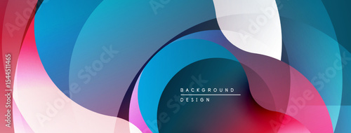 Abstract fluid shapes overlap. Colors blendblues, pinks, whites create dynamic composition. Modern design element.