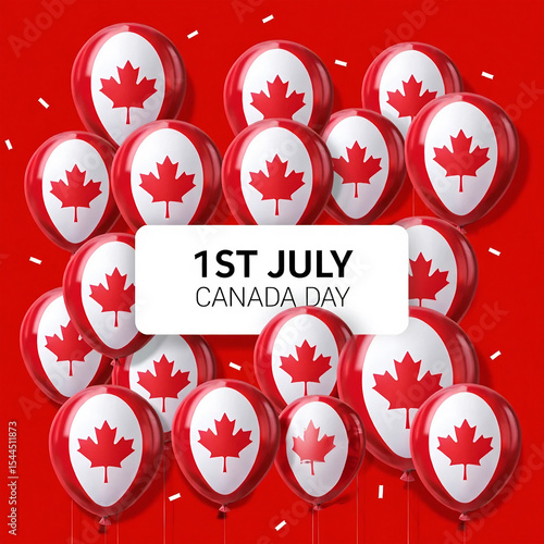 Canada day celebration red balloons maple leaf
